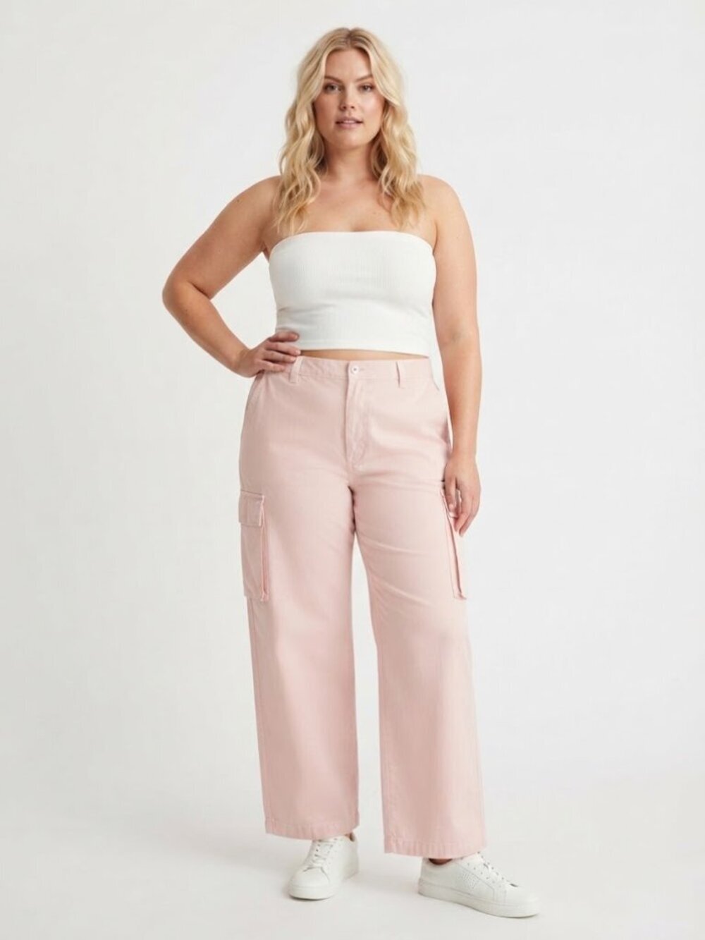 Madewell Garment-Dyed Low-Slung Slouchy Straight Cargo Pants Pink Plus 33 NWT